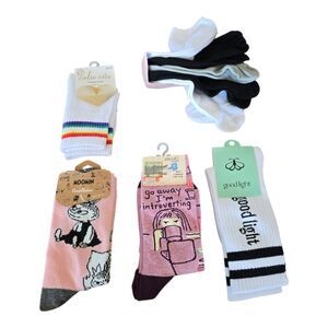 Sock Bundle 9 pair Crew & No Show Multi Colors Sizes Mostly 5-10